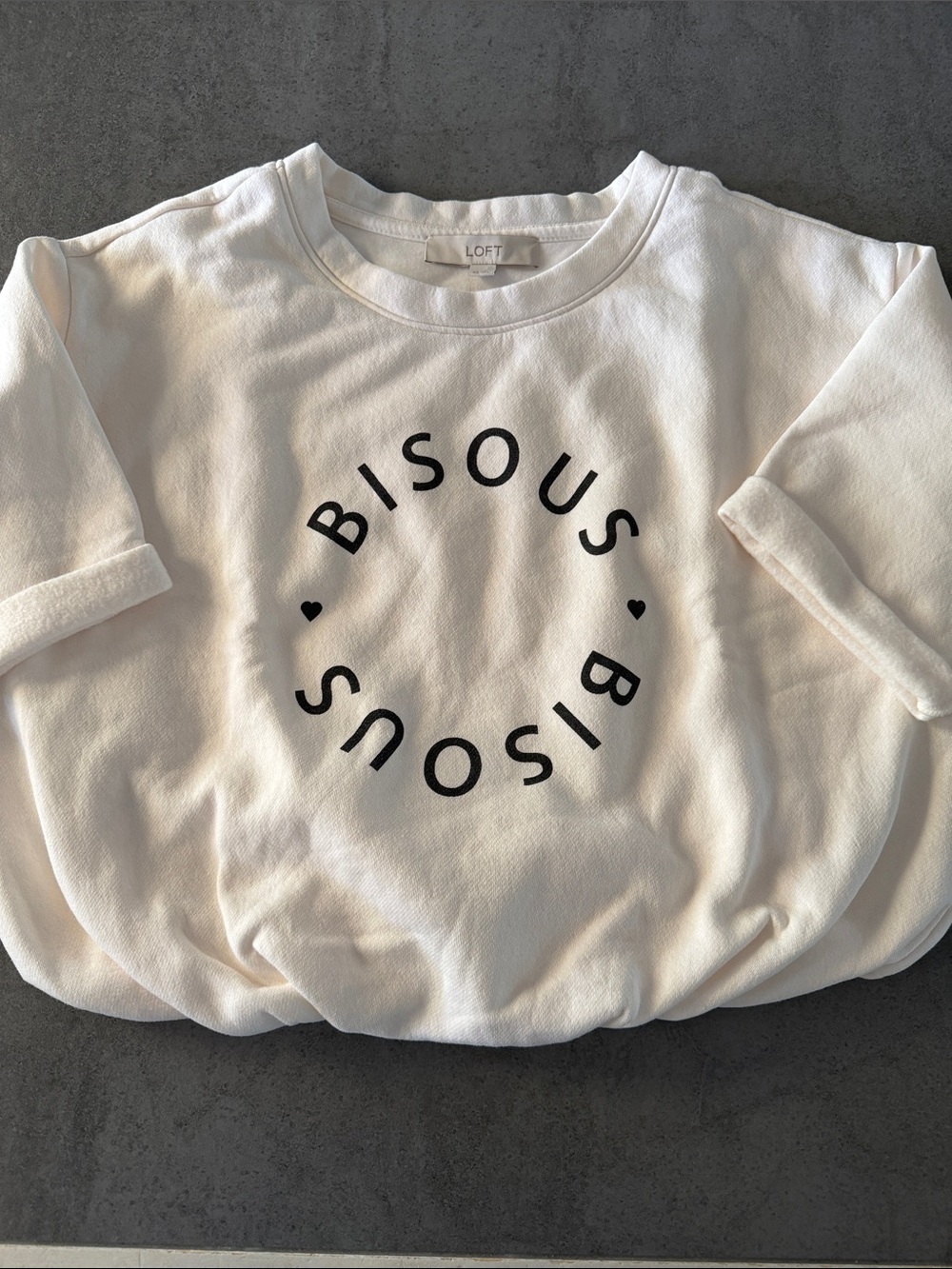 LOFT Bubble Hem Shortsleeve Bisous Sweatshirt